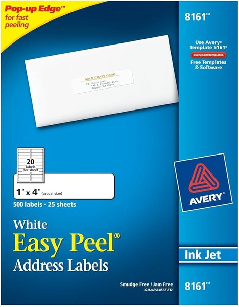 Avery Address Labels 1 x 4inch 500 Count